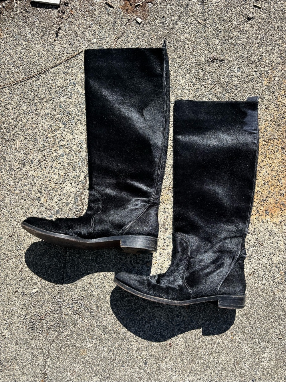Lanvin Black Knee-high Pony Hair Boots